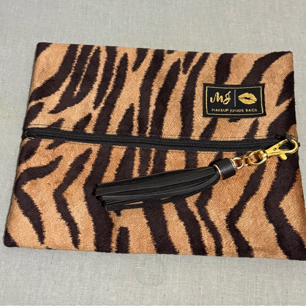 Animal Print Makeup Junkie Bag with Tassel